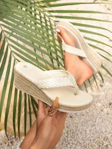 Women's Classic Fashion Bohemian Beach Sandals, Comfortable Lightweight Wedge Heel, Braided Heeled Sandals, Trendy Braided Rope Flip Flops, Perfect for Vacation