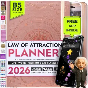 Law of Attraction Planner 2026 - B5 Size Weekly & Monthly Life Organizer with Vision Board Gift Box & Panduo App Inside, 295 Stickers for Goal Setting