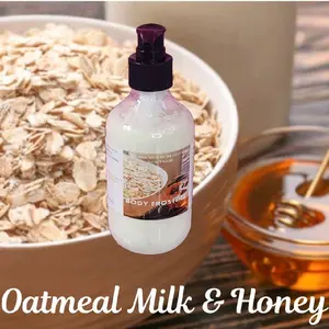 Oatmeal Milk & Honey Handmade Shea Butter Moisturizer 8 oz - Hydrating with Shea Butter & Sweet Almond Oil, Quick-Absorbing Body Lotion - Moisturizing Nourishing