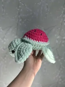 Watermelon Sea Turtle Crochet Plushie