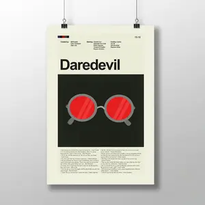 Daredevil Red Glasses Poster, Vintage Poster, Retro Poster, Midcentury Art, Mid-Century Modern Halloween Poster
