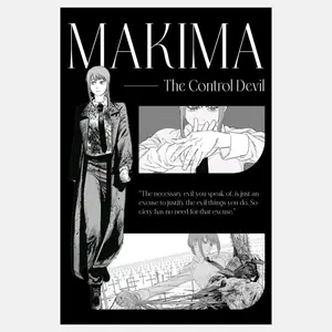 Makima The Control Devil Anime Poster, Chainsaw Man Manga Wall Art, Unframed High Quality Art Print, Home Decor, Gifts for Him Her