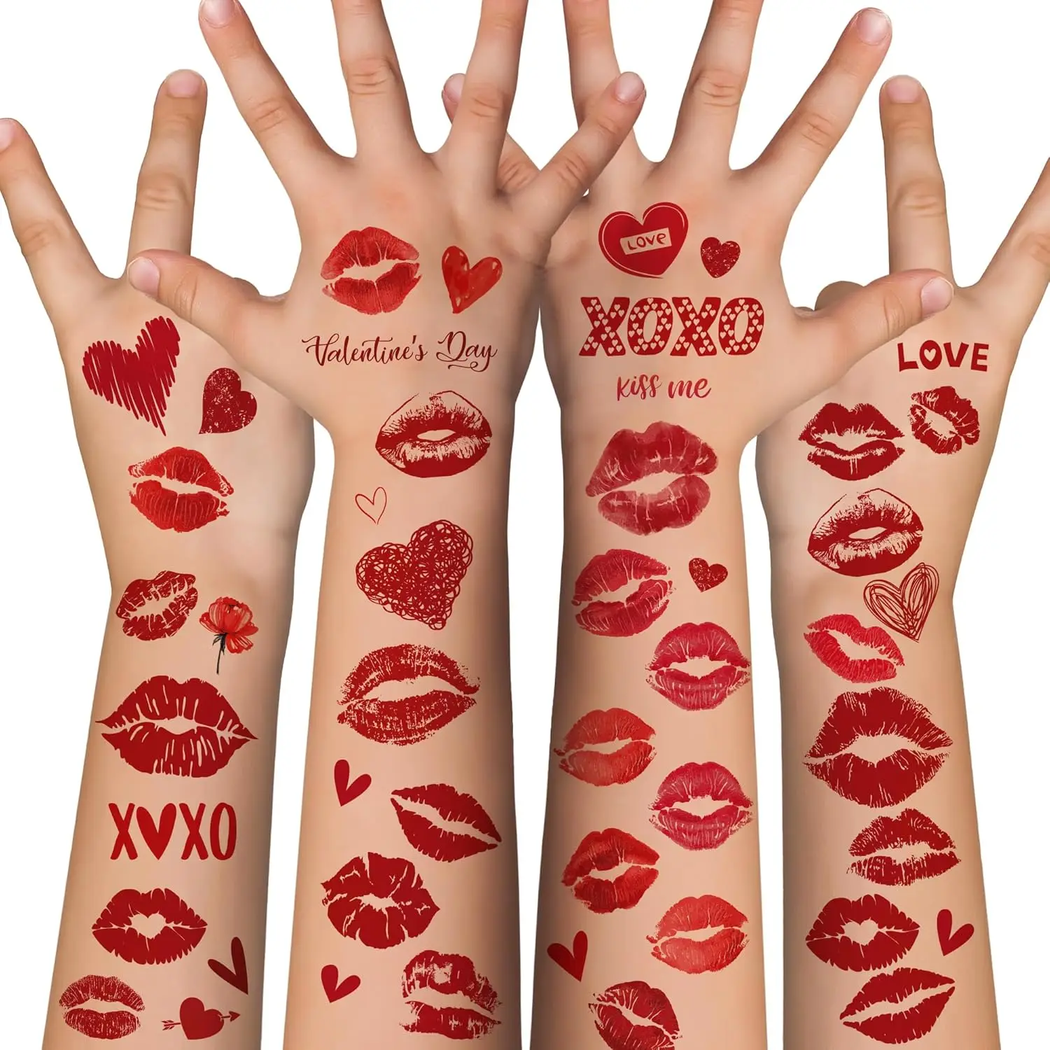 120 Pack Kiss Tattoos Temporary - Lip Tattoo Cupid Accessories Bow and Arrow Shirts Dress | Heart Lipstick Stickers Gifts Holiday Party Favors Crafts Decor for Women Adults