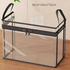Large Clear Thick Plastic Storage Box with Hinged Lid, Heavy-Duty Durable High Capacity Organizer, Perfect for Home, Camping, Travel, Attic and Moving