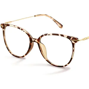 Blue Light Blocking Glasses - Trending Round TR90 Frames, Metal Arms, UV400 Protection - Matching Soft Case