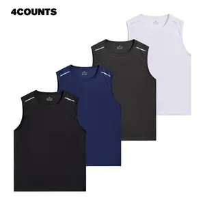 TJL Men's Athletic Workout Clothing - 4 Counts All-Seasons Fitted Sporty Tank Tops for Gym & Outdoor Sports - Polyester 100% Machine Washable(Sheets)