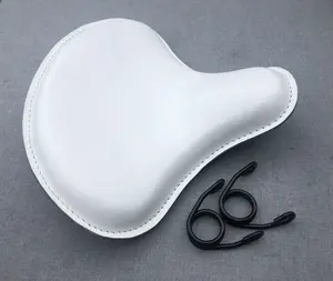 Harley Tractor Style Solo Seat Genuine White Leather Honda Bobber Chopper Yamaha XS650 Universal