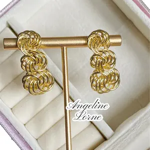 Angeline Lorne Earrings Torzal Long 14k Gold Laminated High Quality Fashion Jewelry