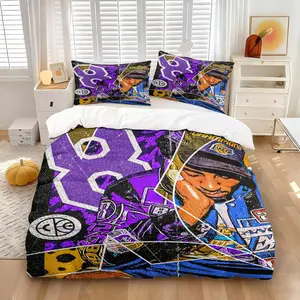 Trendy Basketball Theme Bedding Set, Soft Polyester Fiber Duvet Cover, Street Style, Basketball Culture, All Seasons Suitable
