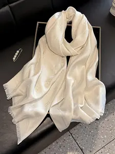 Letter Pattern Scarf, Soft Elegant Shawl for Women & Girls, Fashion Accessories for Daily Wear, Trendy All-match & Exquisite Scarf for Birthday Gift