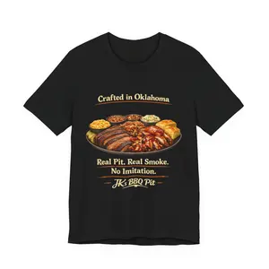 BBQ Pit T-Shirt — “Crafted in Oklahoma: Real Pit, Real Smoke”