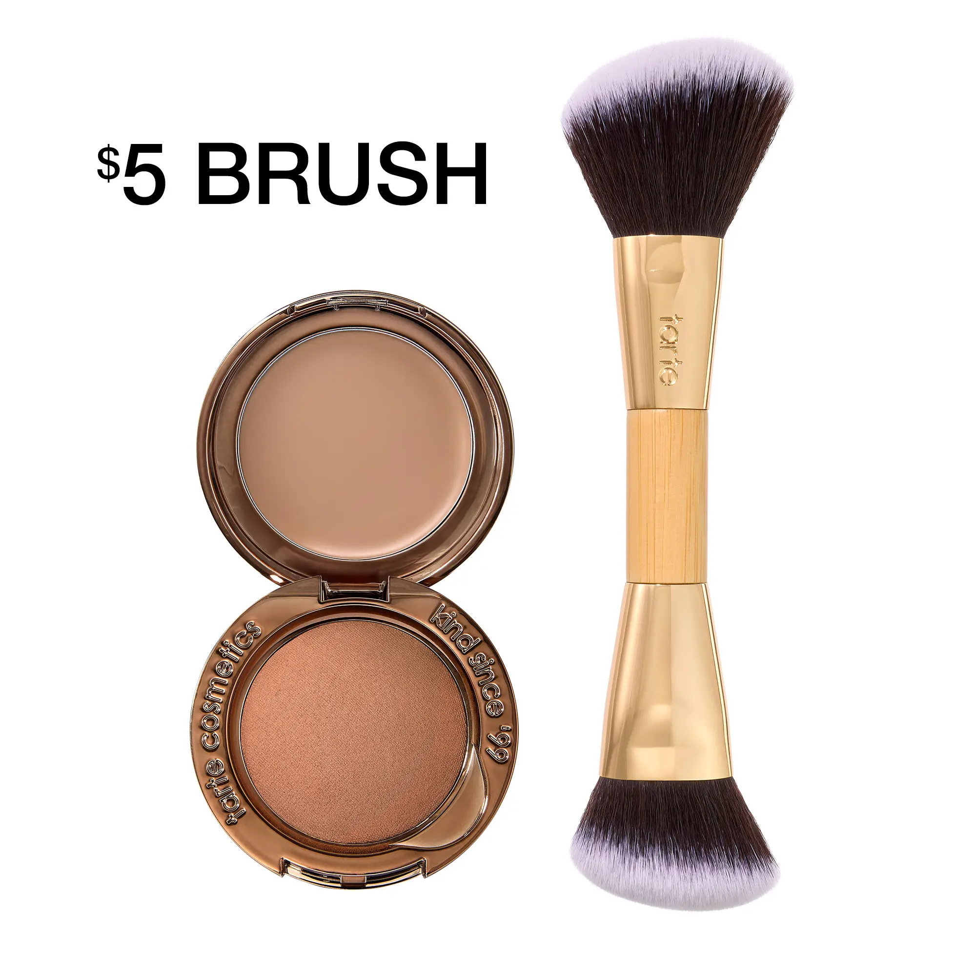 tarte macaron sculpt & bronze duo + brush - 2-in-1 cream + baked powder bronzer & brush