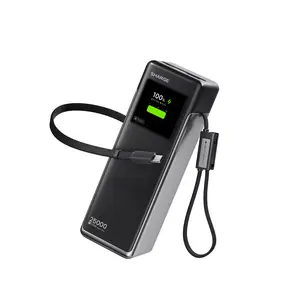 SHARGE Laptop Power Bank 25000mAh, 170W Fast Charging Portable Charger, 100W USB-C Power Bank with Built-in Cables, High Capacity Travel Battery Pack for MacBook, iPhone17, iPad,Galaxy S26 Ultra