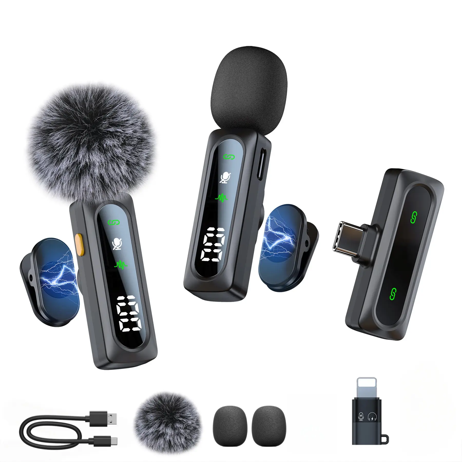 Wireless Mini Lapel Microphone for iPhone & Android - Plug & Play Professional Portable Mic with Noise Reduction, Mute, Reverb for YouTube, TikTok Vlog