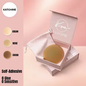 KatchMe Women's Basic Silicone Seamless Ultra Thin Reusable Nipple Covers With Travel Box, Adhesive Silicone Breast Petals, Invisible Soft Pasties