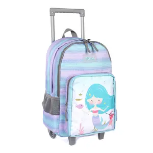 Tilami Rolling Backpack 18 inch Double Handle Wheeled Laptop Boys Girls Travel School Luggage Trip, Light Purple