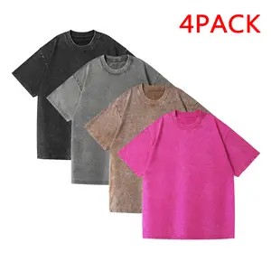 Oversized Gym T-Shirt 1–4 Pack – Vintage Acid Wash Baggy Tee for Men, Trendy Streetwear Workout Top