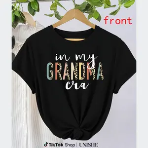 Grandma Era Inspired Leopard Letter Cotton Tee – Fun & Comfy Gift