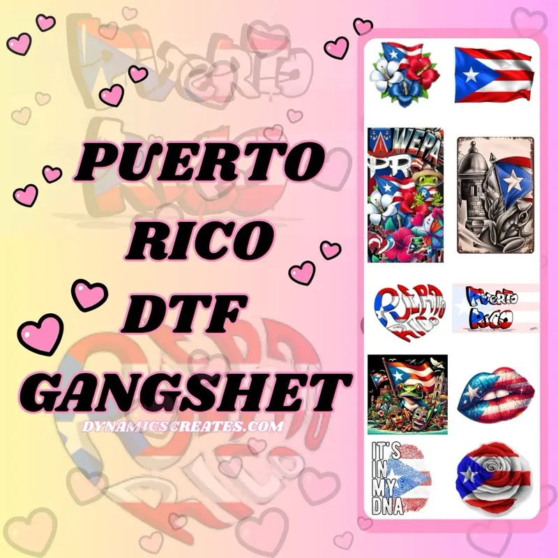 PUERTO RICO DTF  GANGSHEET SHIRT DESIGNS