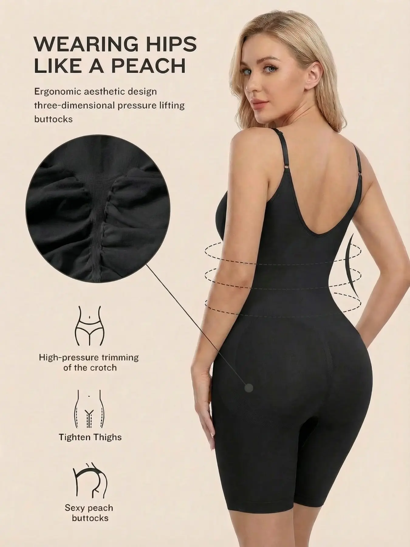 Full Body Tummy Control Shapewear Bodysuit - Butt Lifter Mid-Thigh Shaper, Seamless Compression Garment with Adjustable Straps for Hourglass Figure & Everyday Wear