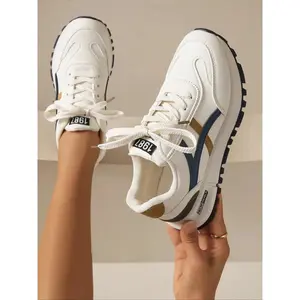 Women's Fashion Letter Label Decor Lace up Low Top Trendy Walking Sneaker, Casual Comfortable Sports Shoes for Daily Wear, Breathable Non-slip Walking Shoes1123