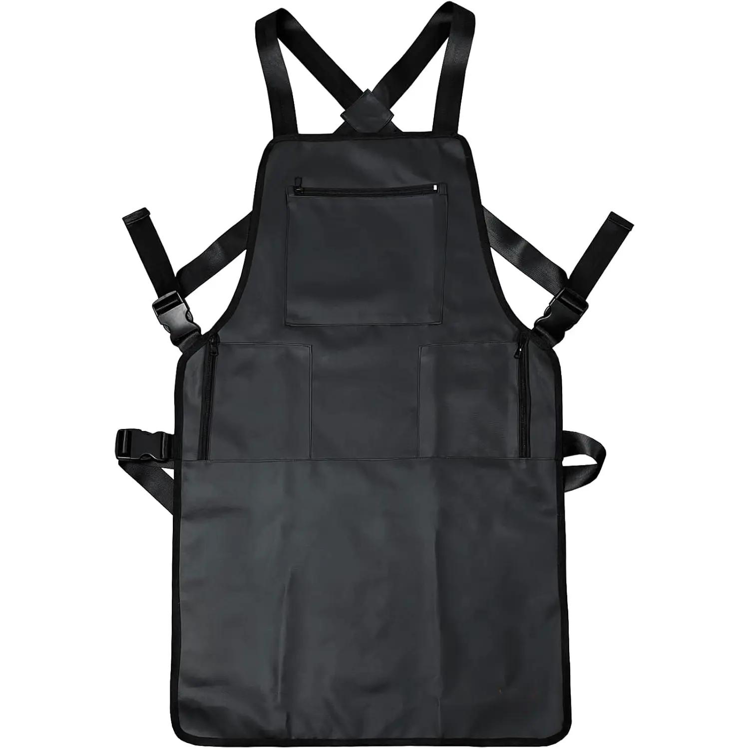 Barber Apron Hair Stylists Tools Apron Professional  Haircutting Apron with 3 Pockets, Black