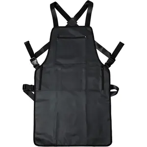 Barber Apron Hair Stylists Tools Apron Professional  Haircutting Apron with 3 Pockets, Black
