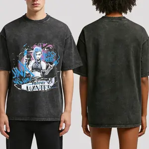 valentine shirts Jinx Arcane Outfit 5Washed T Shirt for Men Women Streetwear Hip Hop T-Shirt Summer Tees Tops Cotton