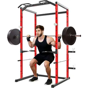 Heavy Duty Power Cage, 1100 Lbs Capacity Power Rack with Pull-Up Bar, Multifunctional Squat Rack for Home Gym Strength Workout, Dip Bars & Adjustable Safety Bars, Weight Workout Machine