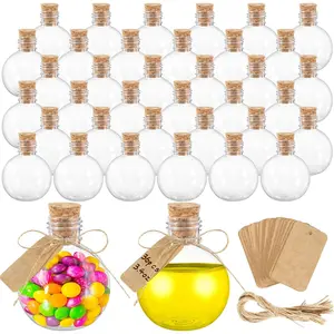 36 Pcs Spherical Plastic Potion Bottles - 3.4 Oz Sand Art Ball Bottle Set with Corks and Tags for DIY Crafts, Wedding Party Favor & Decorative Gifts
