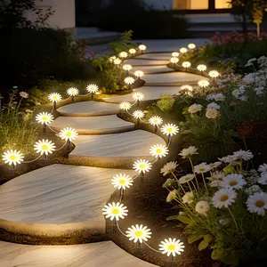Solar LED Lawn Lights Outdoor Landscape Lamp, 8 Lighting Modes Daisy Light, Garden Decoration Pathway Lights for Yard Camping Party