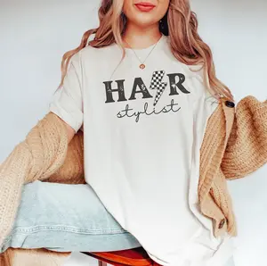 Retro Hair Stylist Shirt, Gifts for Hair Stylist, Trendy Checker Hair Dresser T-shirt, Cosmetologist Hair Hustler Tee, Cosmetology Gift