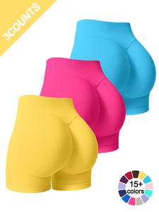 women's solid high waist gym shorts, breathable comfortable seamless skinny shorts, ladies sportswear for indoor outdoor wear, gym wear, workout clothes