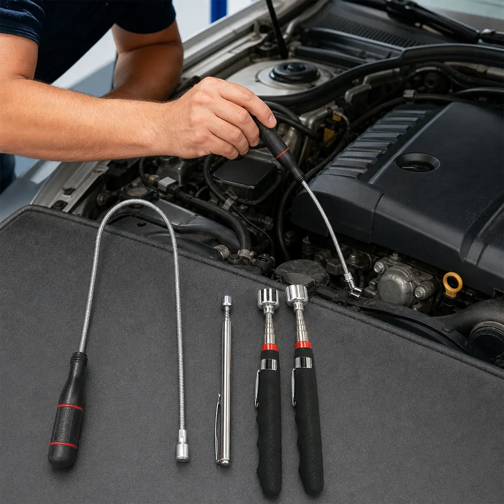 4Pcs Telescoping Magnet Pick-up Tool Set - Retrieving Telescoping Magnet Pickup Tools，Extendable Magnetic Pick Up Tools，Bendable Spring Magnet Stick - Home Improvement.