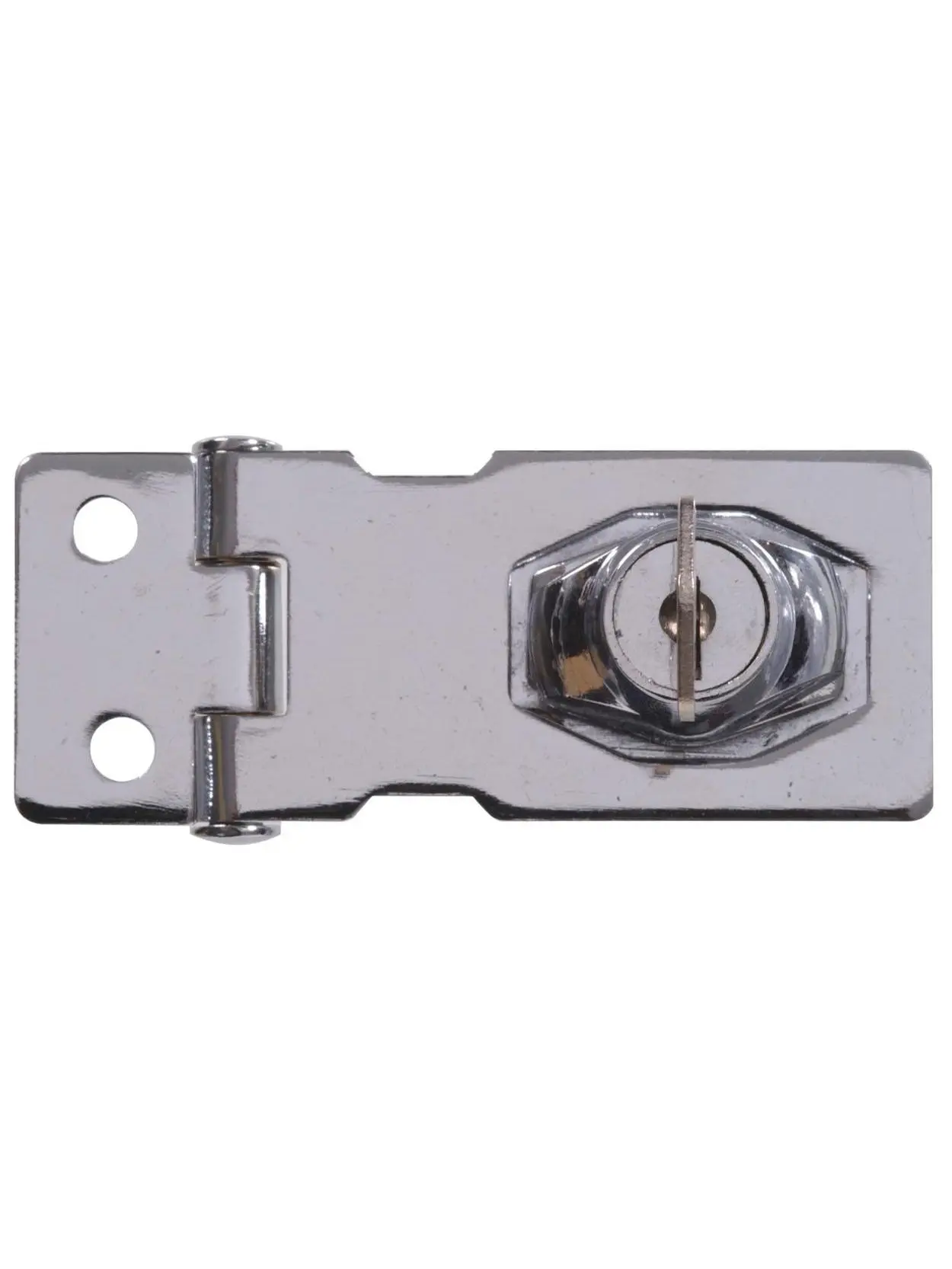 Carded Steel Security Hasp Hinges - 4.5 in Chrome Finish, Hidden Screws, 2 Keys for Cabinets