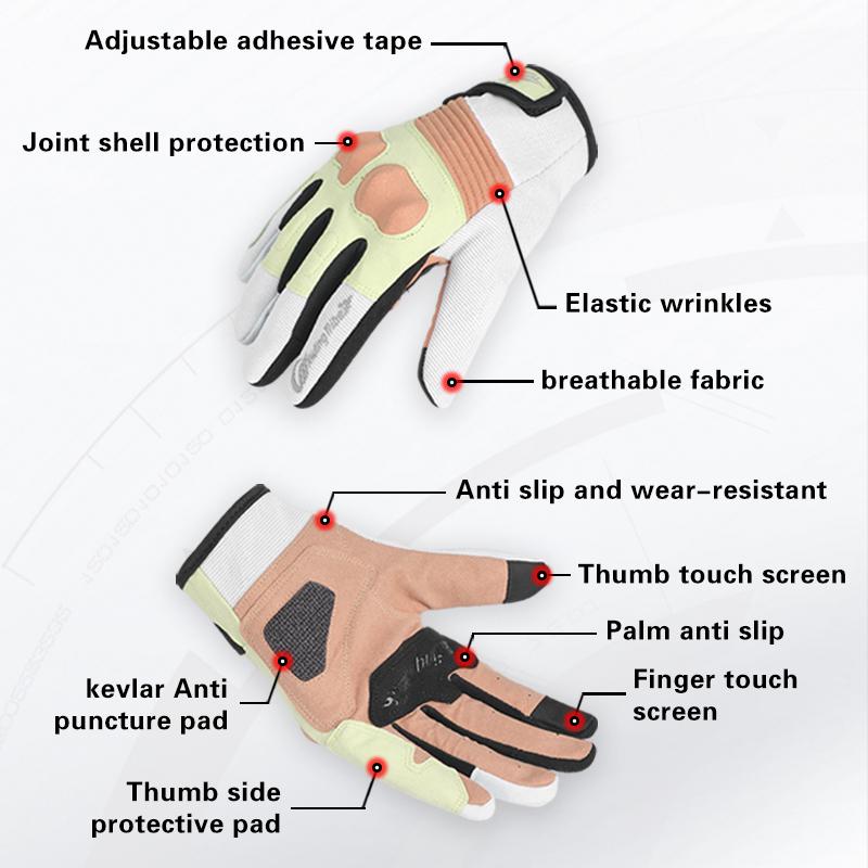 Full-finger motorcycle riding gloves for men and women, breathable, non-slip, wear-resistant, touchscreen compatible and crashproof, all-season motorcycle riding gear