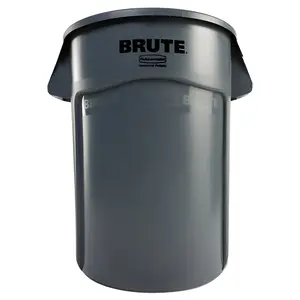Vented Round Brute Container, 44 gal., Plastic, Gray