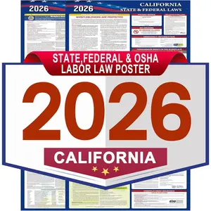 2026 California State and Federal Labor Laws Poster-English Version,OSHA Workplace Compliant,2PCS Folded, in  Required Compliance Posting 17" x 40" Laminated