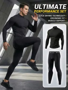 Men's 2-Piece Quick-Dry Training Outfit, Long Sleeve Top and Pants Set, Athletic Tracksuit Set, Stretch Comfort Performance Athletic Wear, Quick Dry Activewear for Running, Hiking, Basketball, Gym & Outdoor Adventures