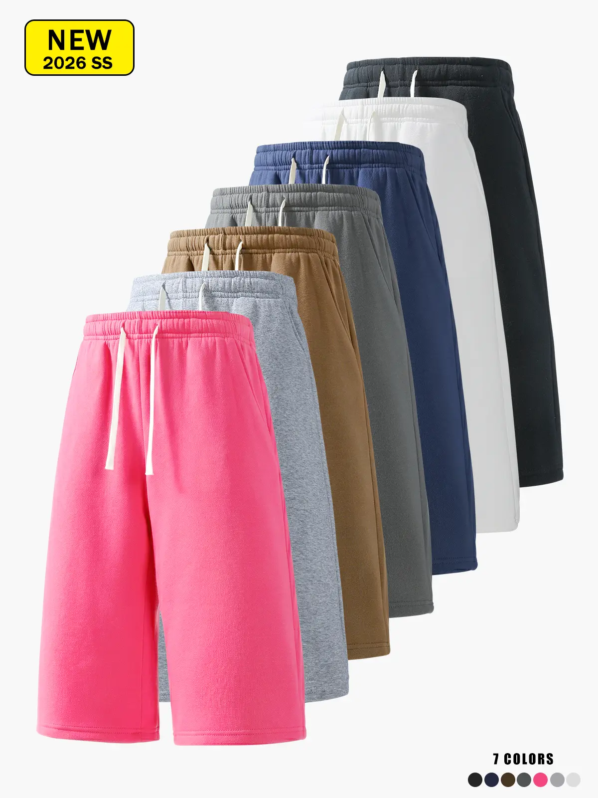 Men’s summer casual athletic shorts, three-quarter length, loose straight fit, comfortable breathable fabric, suitable for running, fitness, training, and other outdoor sports.