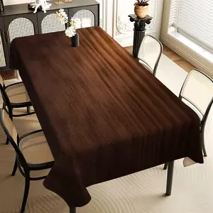 JIT 1pc 2D flat vintage brown faux wood grain pattern rectangular tablecloth, for kitchen, living room, and dining table, kitchen accessory, party, room & outdoor decorative tablecloth, a tablecloth gift for friends