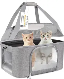 Large cat backpack suitable for 2 cats, soft side straps, suitable for small cats and dogs, foldable travel dog backpack Oeko TEX certificat