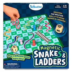 Skillmatics Snakes & Ladders - Magnetic & Customizable Board Game with a Twist, Classic Strategy Game for Family Game Night, Travel Toy & Gift for Boys, Girls, Teens & Adults, 2-5 Players