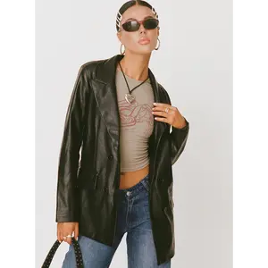 Ellen Faux Leather Blazer