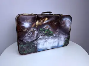 Vintage Spray Painted Suitcase "The Journey"