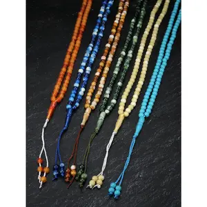 Zen Inspired Multi-color Prayer Bead Necklace, Niche Ethnic Style Prayer Bead Necklace