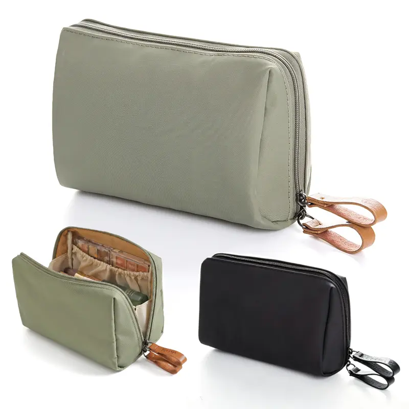 Portable Multi-functional Makeup Bag, 1 Count Casual Plain Makeup Storage Bag, Simple Design Travel Handbag with Wristlet for Women & Men, Cosmetic Pouch, Makeup Organizer Pouch, Handheld Cosmetic Pouch, Cosmetics Bag, Cosmetic Bags-MM2