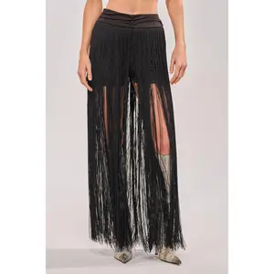 ON THE EDGE FRINGE SKIRT IN BLACK