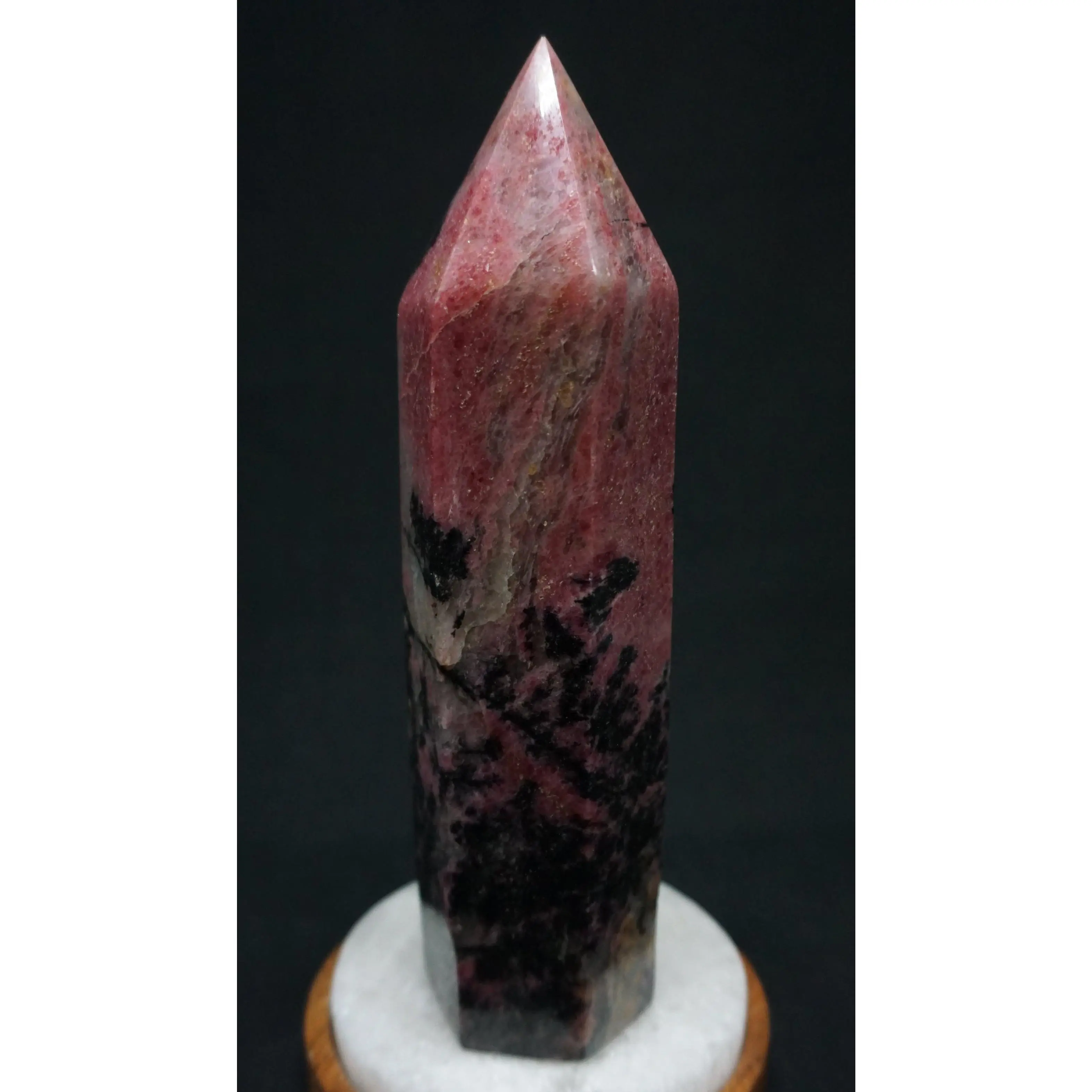 Rhodonite Point 1.154 kg Emotional Healing Compassion Stone for Meditation Spaces & Heart Centered Intention Work