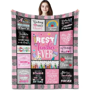 Teacher Gifts,Teachers Appreciation Gifts, Teachers Blanket 60"x50", Gift for Teacher's Day/Christmas, Printed on One Side with a Plain White Back, Halloween Thanksgiving Christmas Gift